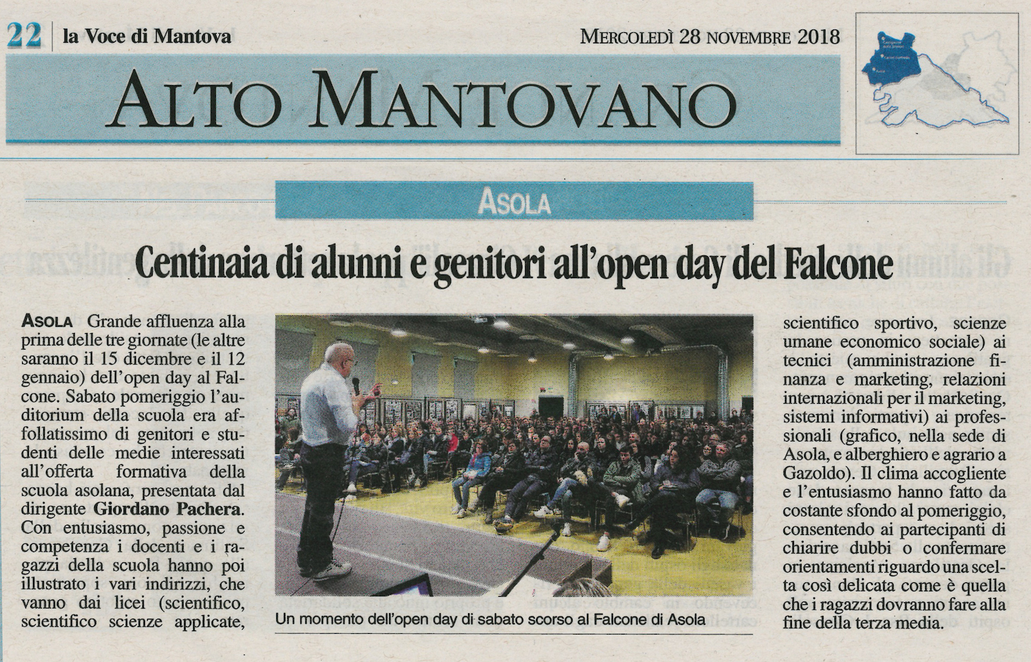 La Voce di Mantova Centinaia di alunni e genitori all openday del Falcone 28 Novembre 2018 Giordano Pachera
