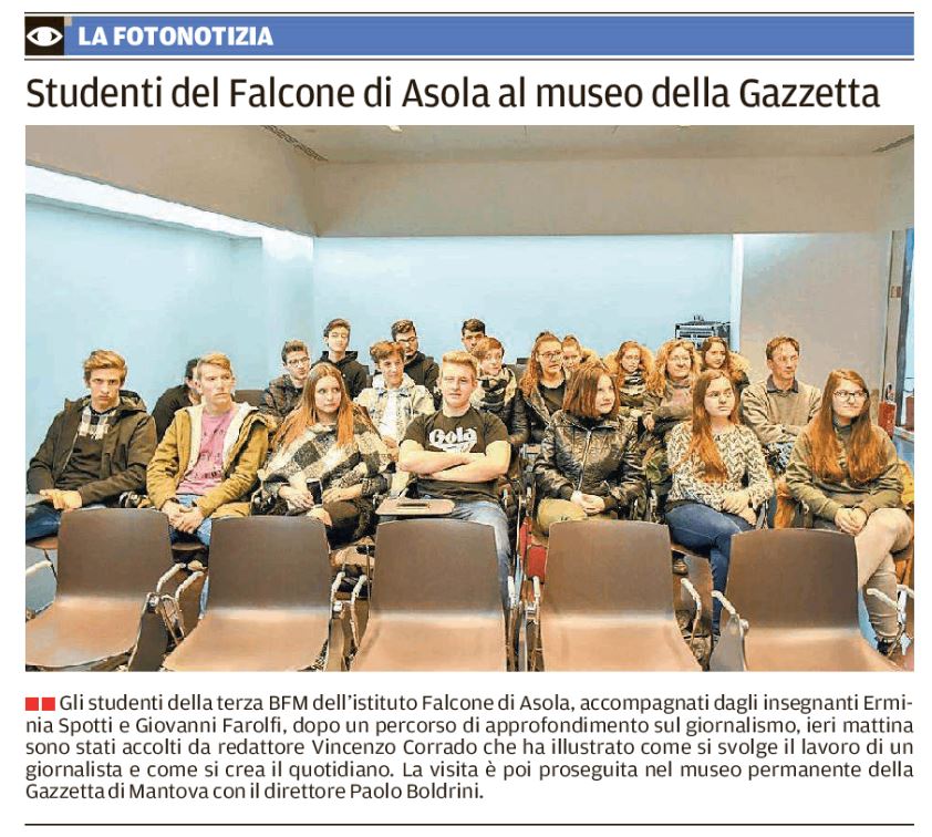 Studenti Falcone Asola museo della Gazzetta