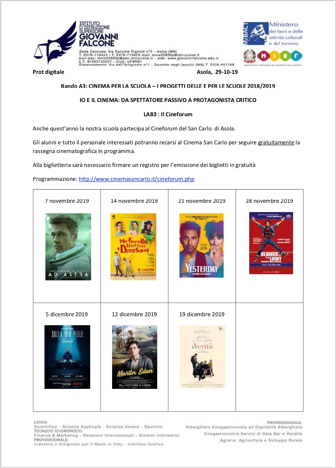 Comunicazione cineforum autunno2019