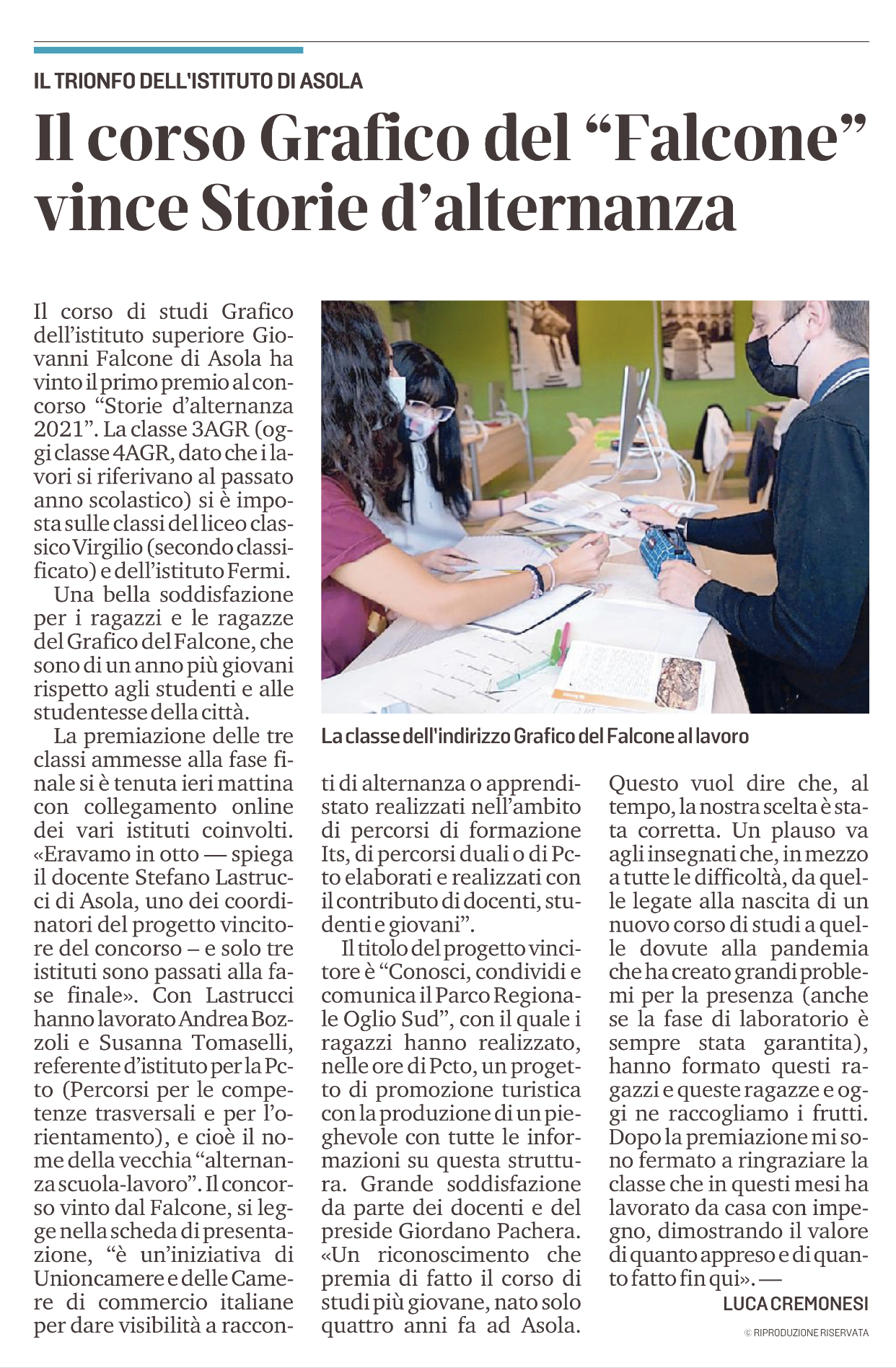 Gazzetta di Mantova IL CORSO GRAFICO DEL FALCONE VINCE STORIE DALTERNANZA 18 Novembre 2021