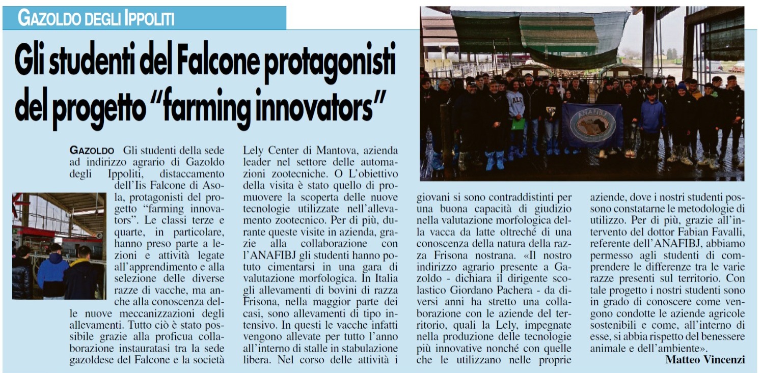 lavocedimantova Gli studenti del Falcone protagonisti del progetto farming innovators